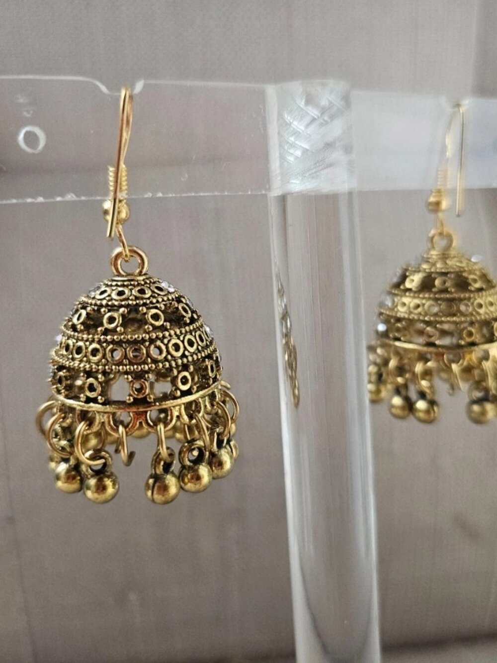 Women Earrings Gold Tone Fashion Jewelry Chandelier Jhumka Earrrings New defect - Picture 6 of 12